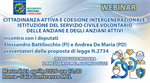 Webinar: Cittadinanza attiva e coesione intergenerazionale - Istituzione del Servizio Civile volontario delle anziane e degli anziani attivi